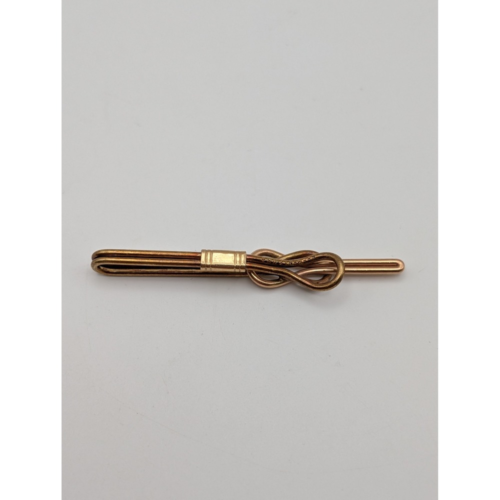 Vintage Krementz Gold Tone Money Clip Tie Bar Love Knot Design Signed USA 2.5" - Picture 4 of 9
